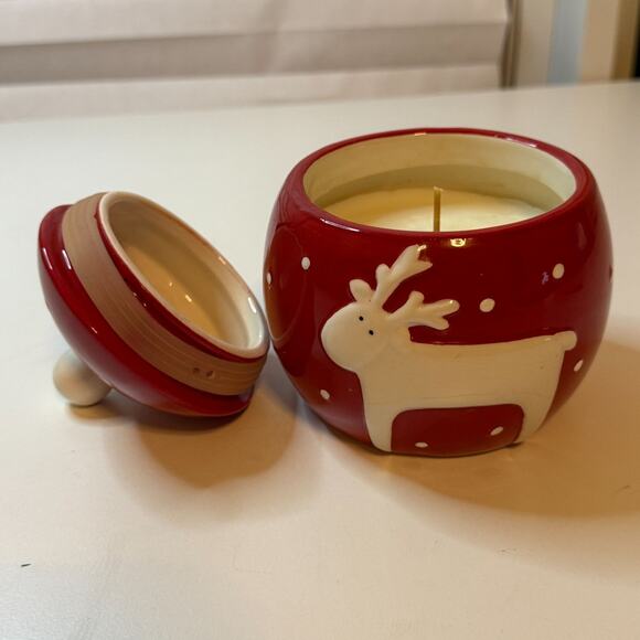 Thompson Ferrier Reindeer Christmas Holiday Ceramic Scented Candle Jar - Picture 3 of 6